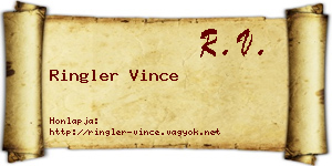Ringler Vince névjegykártya